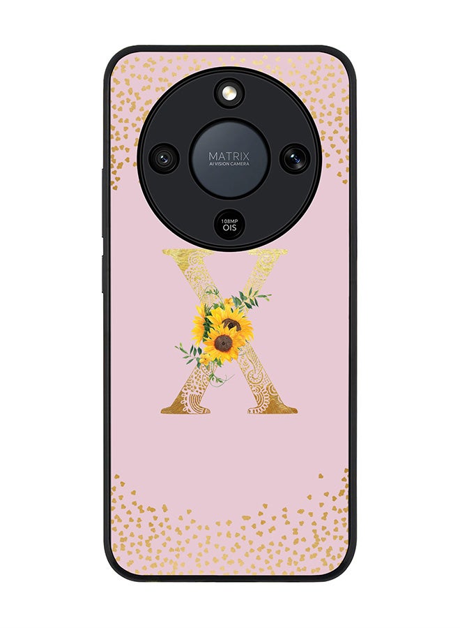 For Honor X9d / Magic8 Lite / X70 Case,Slim fit Camera Protection, Shockproof Thin Phone cover  - Custom Floral Monogram - X  (Pink )